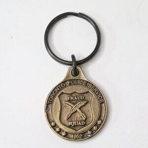 Vintage Toronto Police Services Fraud Squad Brass Metal Keychain Keyring Crime